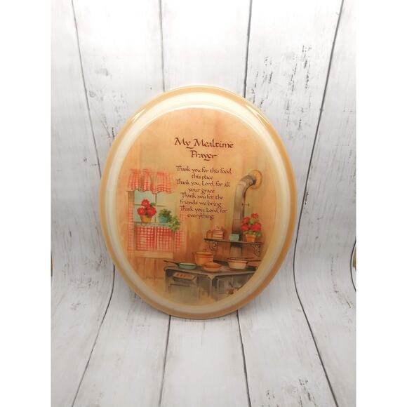Vtg Mealtime Prayer Resin Wall Plaque Cozy Country Kitchen Stove Alan Grant Art - Picture 1 of 5